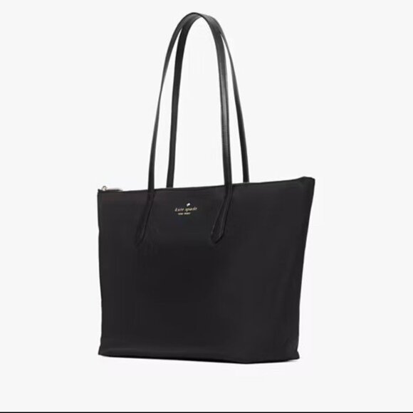 kate spade NWT Black Nylon Two Handle Medium Kitt Tote - Picture 1 of 4